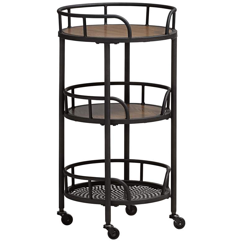 Image 1 Bristol 17 3/4 inch Wide Antiqued Black 3-Shelf Tea Cart or Bar Cart