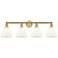 Bristol 34 1/2" Wide Brass 4-Light Bath Light w/ White Glass