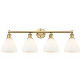 Bristol 34 1/2" Wide Brass 4-Light Bath Light w/ White Glass Bristol 34 1/2" Wide Brass 4-Light Bath Light w/ White Glass