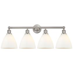 Bristol 34 1/2"W Nickel 4-Light Bath Light with White Shade