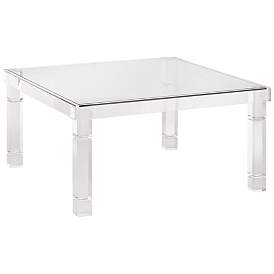 Image3 of Bristol 36" Square Clear Acrylic and Glass Modern Coffee Table