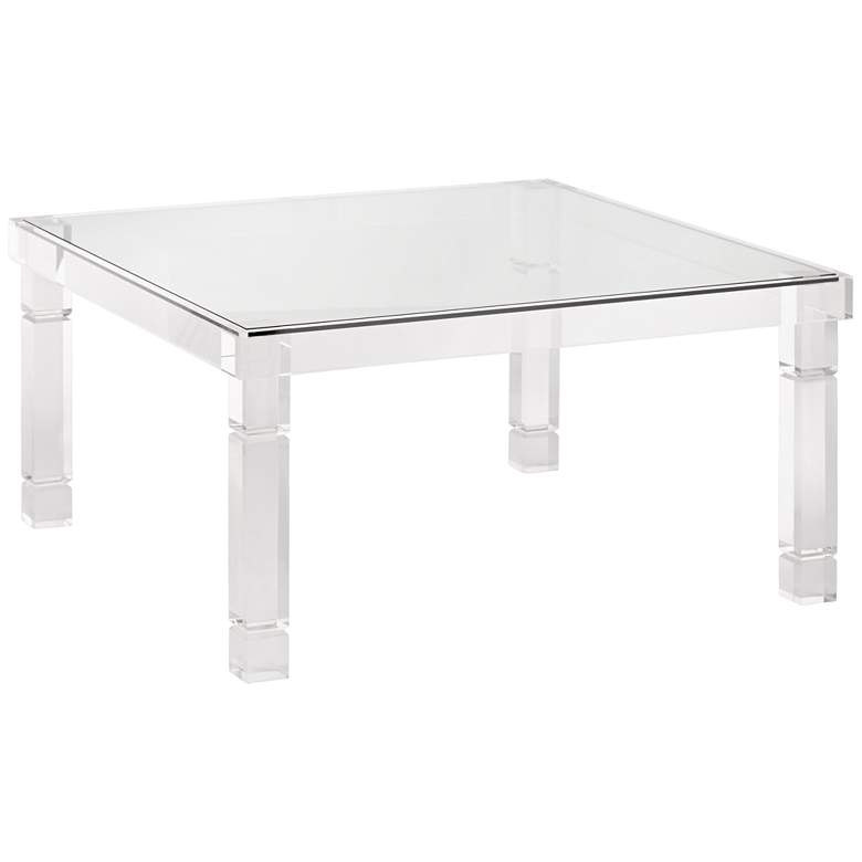 Image 3 Bristol 36 inch Square Clear Acrylic and Glass Modern Coffee Table