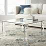 Bristol 36" Square Clear Acrylic and Glass Modern Coffee Table in scene