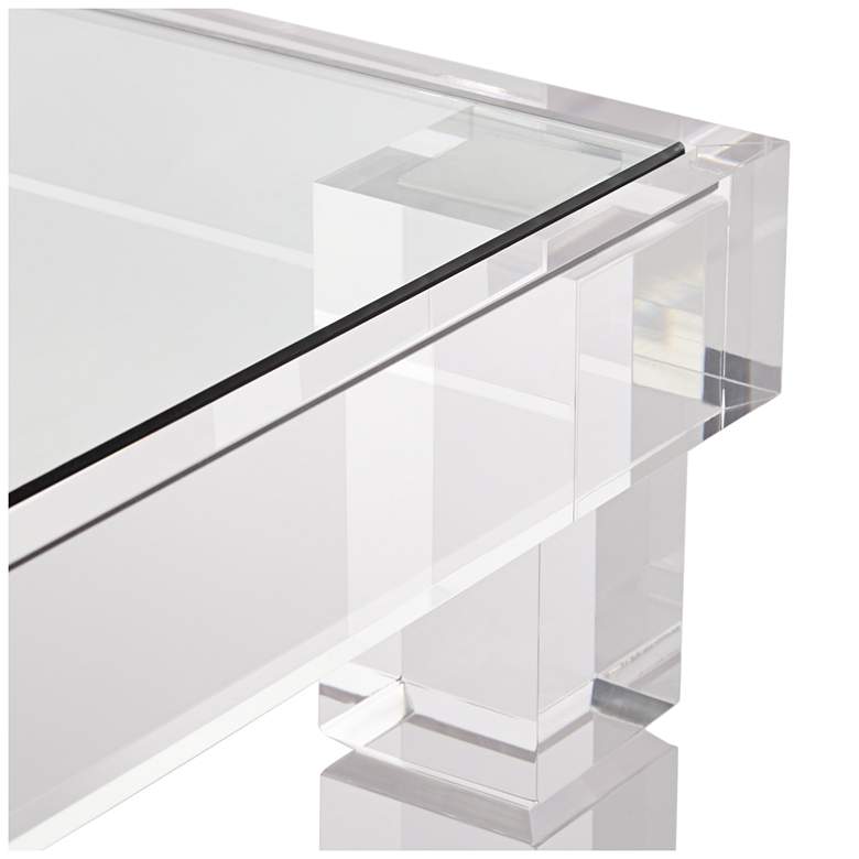 Image 4 Bristol 36" Square Clear Acrylic and Glass Modern Coffee Table more views