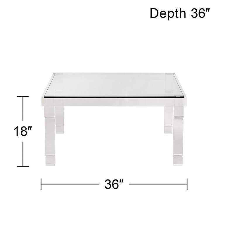 Image 6 Bristol 36 inch Square Clear Acrylic and Glass Modern Coffee Table more views