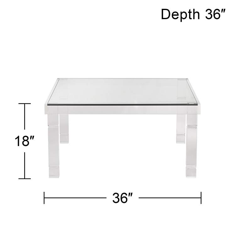 Image 6 Bristol 36" Square Clear Acrylic and Glass Modern Coffee Table more views