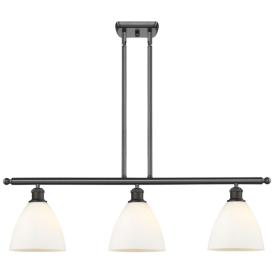 Bristol 36"W Bronze and White Glass 3-Light LED Island Pendant Bristol 36"W Bronze and White Glass 3-Light LED Island Pendant