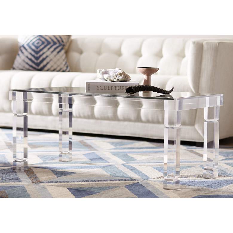 Image 2 Bristol 42" Wide Acrylic and Glass Rectangular Modern Coffee Table