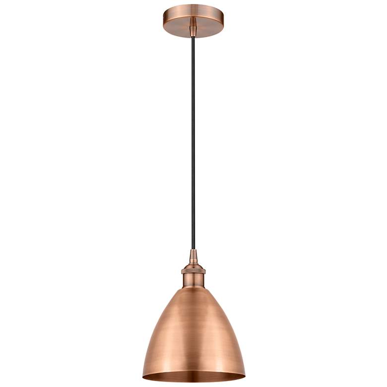 Image 1 Bristol 7.5" Wide Antique Copper Mini Pendant Cord Hung