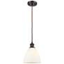 1_Bristol 7 1/2" Wide Bronze and White Glass Mini Pendant