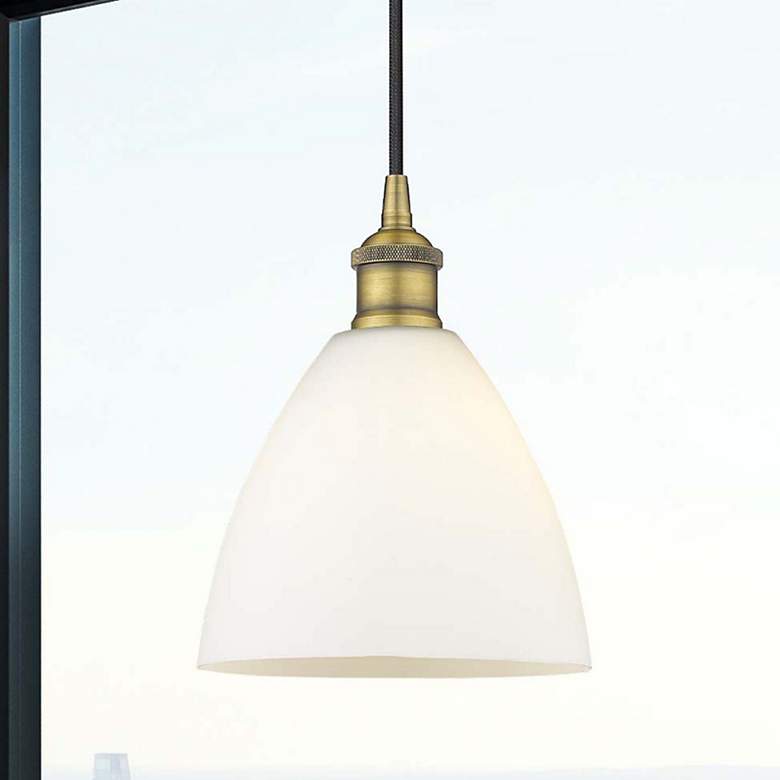 Image 1 Bristol 7 1/2" Wide Brushed Brass Cord Hung Mini Pendant