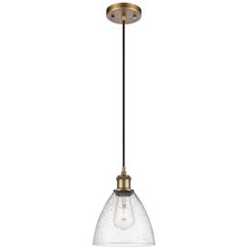 Bristol 7 1/2"W Brushed Brass Mini Pendant w/ Seedy Glass Bristol 7 1/2"W Brushed Brass Mini Pendant w/ Seedy Glass