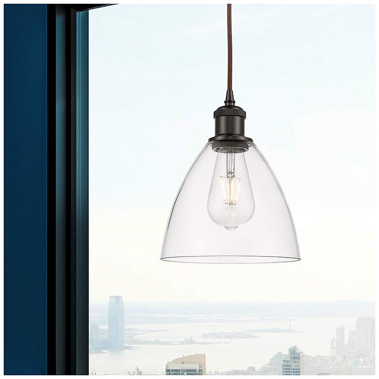 Image 2 Bristol 7 1/2"W Oil-Rubbed Bronze Mini Pendant w/ Clear Shade more views