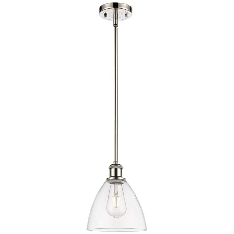 Image 1 Bristol 7 1/2"W Polished Nickel Mini Pendant w/ Clear Glass