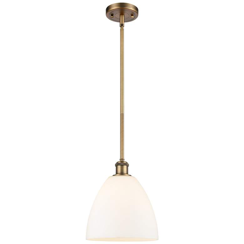 Image 1 Bristol 9" Wide Brushed Brass and White Glass Mini Pendant