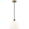 Bristol 9" Wide Brushed Brass White Glass Mini Pendant
