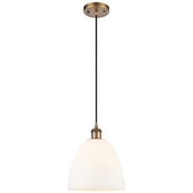 Bristol 9" Wide Brushed Brass White Glass Mini Pendant Bristol 9" Wide Brushed Brass White Glass Mini Pendant