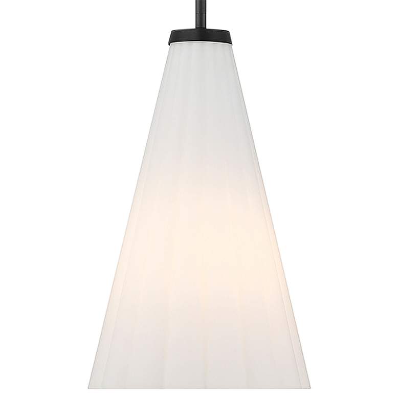 Image 2 Bristol 9" Wide Matte Black Mini Pendant with Opal Glass more views