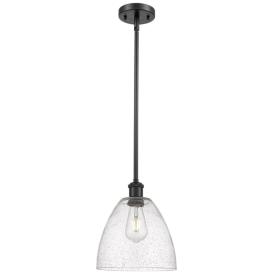 Bristol 9" Wide Matte Black Mini Pendant with Seedy Shade Bristol 9" Wide Matte Black Mini Pendant with Seedy Shade