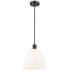 Bristol 9" Wide Matte Black Mini Pendant with White Glass