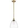 1_Bristol 9" Wide Satin Gold LED Mini Pendant w/ Clear Glass
