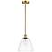 Bristol 9" Wide Satin Gold LED Mini Pendant w/ Clear Glass