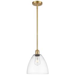 Bristol 9" Wide Satin Gold LED Mini Pendant w/ Clear Glass