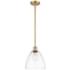 Bristol 9" Wide Satin Gold LED Mini Pendant w/ Clear Glass