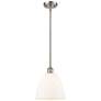 Bristol 9"W Brushed Satin Nickel and White Glass Mini Pendant