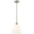 Bristol 9"W Brushed Satin Nickel and White Glass Mini Pendant