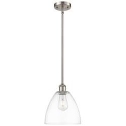 Bristol 9"W Brushed Satin Nickel Mini Pendant w/ Clear Glass