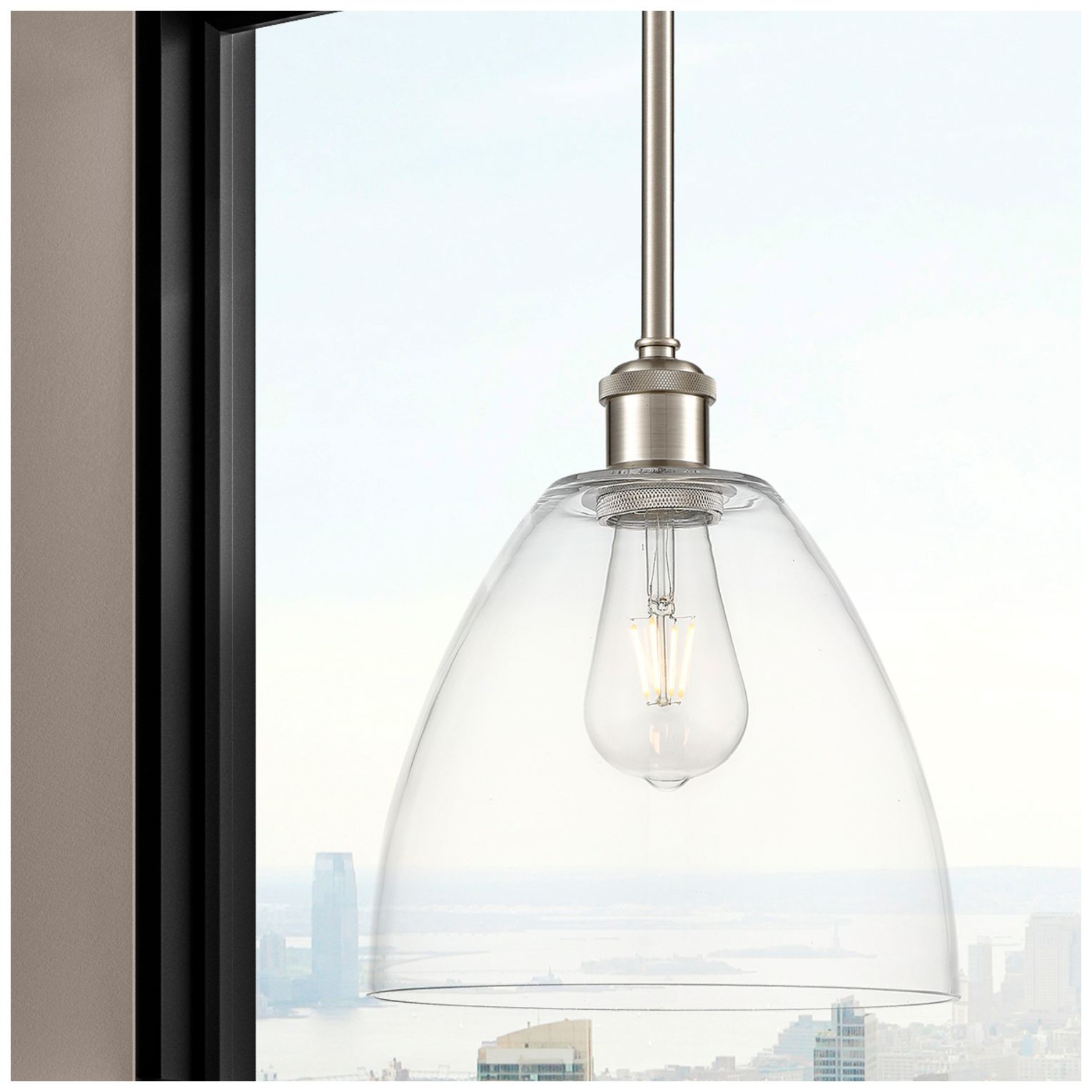 Image 2 Bristol 9"W Brushed Satin Nickel Mini Pendant w/ Clear Glass more views
