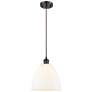 Bristol 9"W Oil-Rubbed Bronze and White Glass LED Mini Pendant