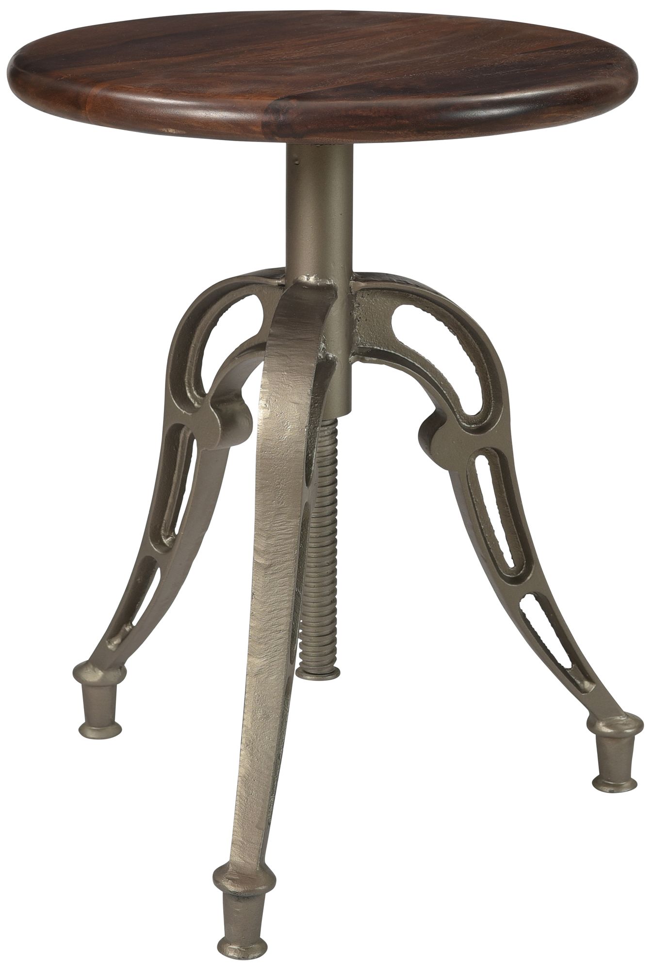 Bristol Brown Antique Silver Adjustable Swivel Bar Stool