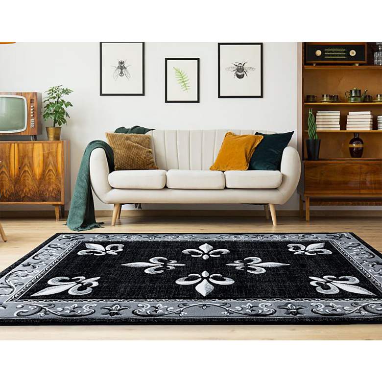 Image 1 Bristol Casselton 11070 5'3"x7'6" White Charcoal Area Rug