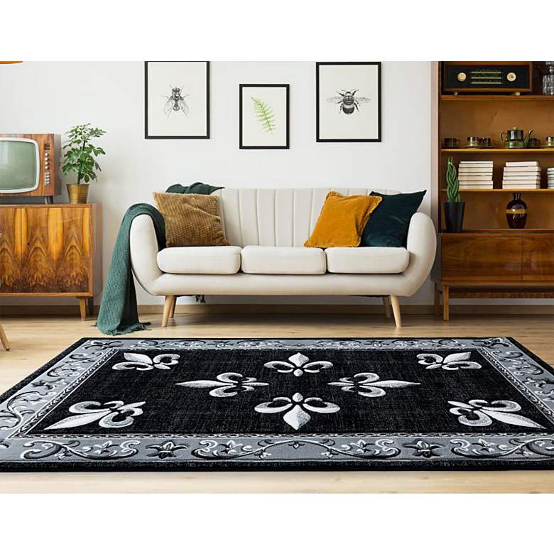 Image 1 Bristol Casselton 11070 5&#39;3 inchx7&#39;6 inch White Charcoal Area Rug