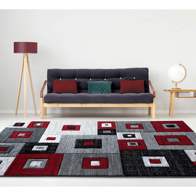 Image 1 Bristol Cicero 10230 5'3"x7'6" Red Gray Rectangular Area