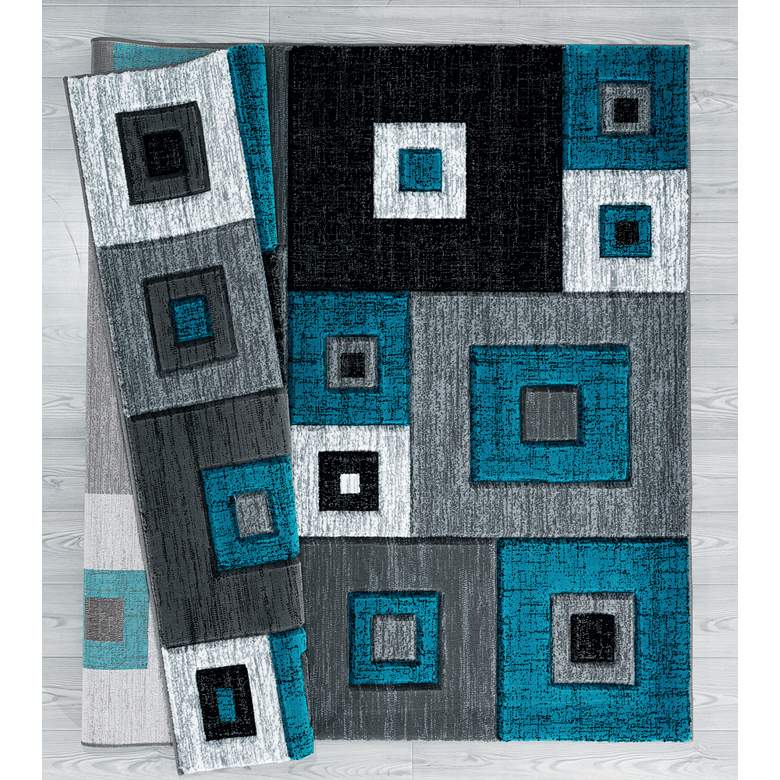 Image 5 Bristol Cicero 10269 5'3"x7'6" Turquoise Gray Area Rug more views