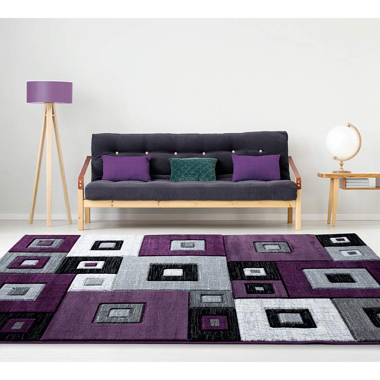 Image 1 Bristol Cicero 10282 5'3"x7'6" Plum Purple Gray Area Rug