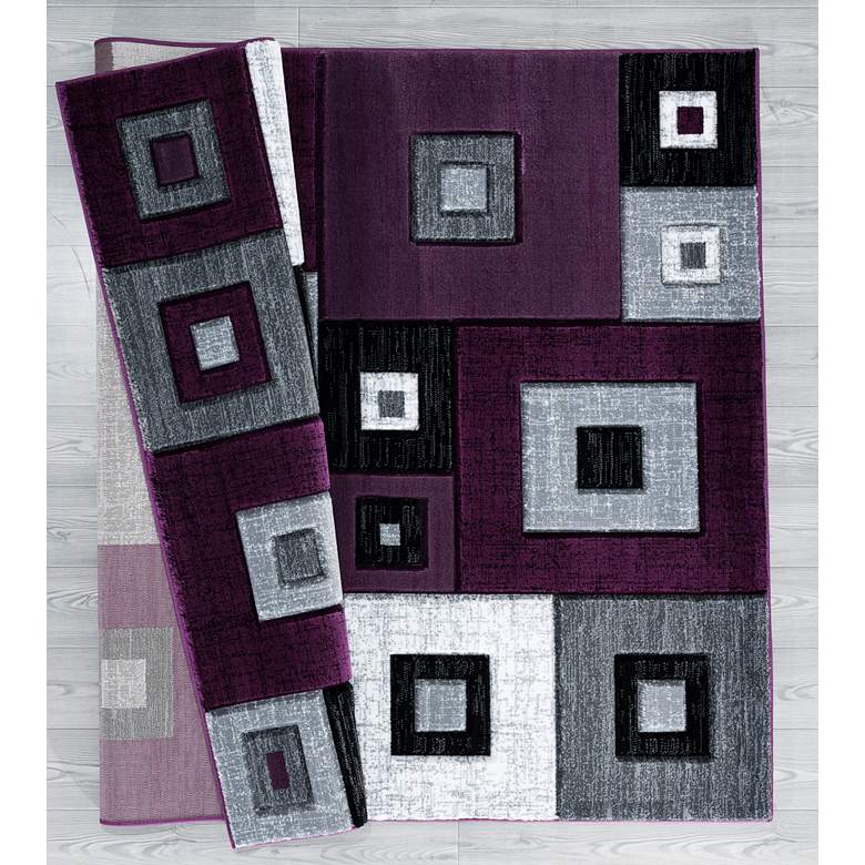 Image 5 Bristol Cicero 10282 5'3"x7'6" Plum Purple Gray Area Rug more views