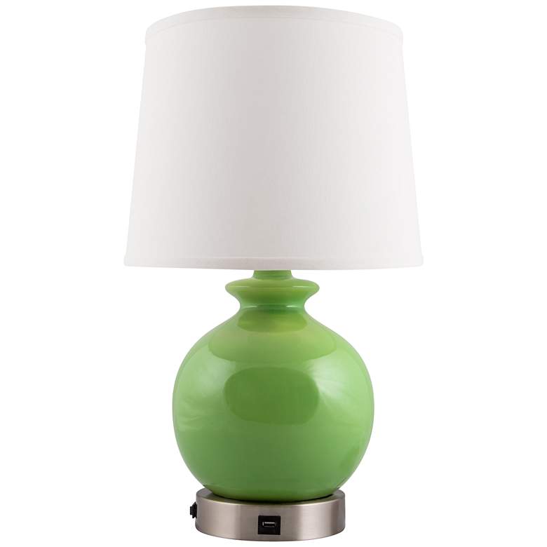 Image 2 Bristol Clover Green Accent Outlet Table Lamp w/ USB Port