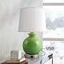 Bristol Clover Green Accent Outlet Table Lamp w/ USB Port