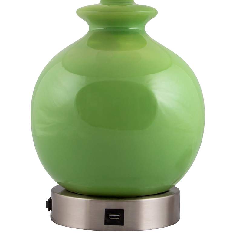 Image 3 Bristol Clover Green Accent Outlet Table Lamp w/ USB Port more views