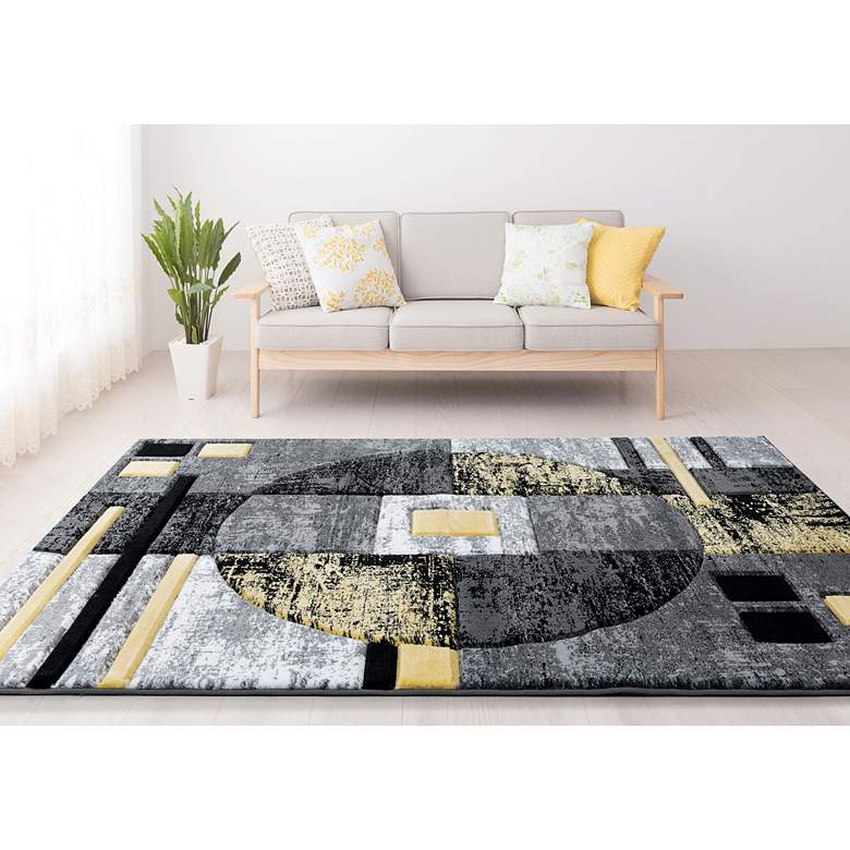 Image 1 Bristol Epsilon 10112 5&#39;3 inchx7&#39;6 inch Yellow Gray Area Rug