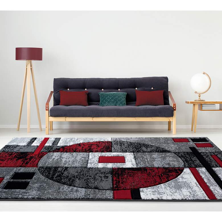 Image 1 Bristol Epsilon 10130 5'3"x7'6" Red Gray Area Rug