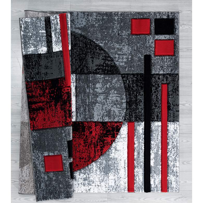 Image 5 Bristol Epsilon 10130 5'3"x7'6" Red Gray Area Rug more views