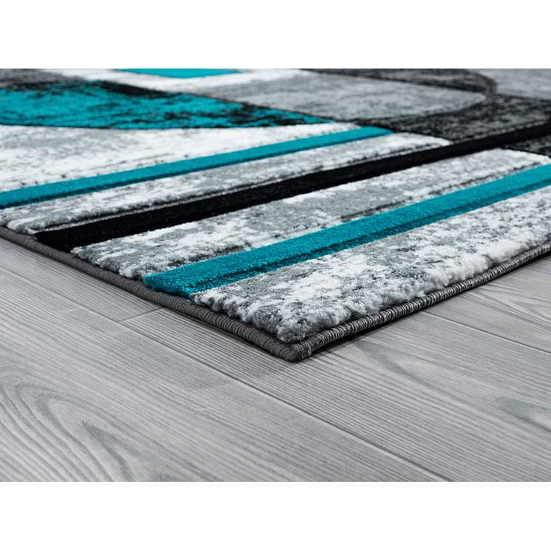 Image 3 Bristol Epsilon 10169 5'3"x7'6" Turquoise Gray Area Rug more views