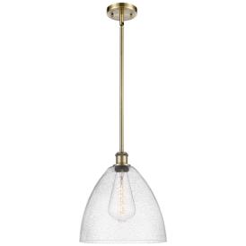 Bristol Glass 12" LED Mini Pendant - Antique Brass - Seedy Shade Bristol Glass 12" LED Mini Pendant - Antique Brass - Seedy Shade