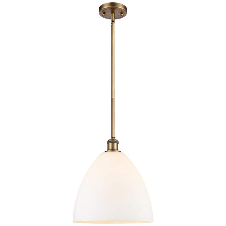 Image 1 Bristol Glass 12" LED Mini Pendant - Brushed Brass - Matte White Shade