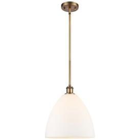 Bristol Glass 12" LED Mini Pendant - Brushed Brass - Matte White Shade Bristol Glass 12" LED Mini Pendant - Brushed Brass - Matte White Shade